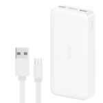 پاوربانک 18 وات شیائومی مدل Redmi ظرفیت 20000 میلی آمپرساعت به همراه کابل تبدیل microUSB